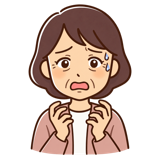 コラーゲン不足に驚く女性のイラスト